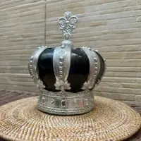 Corona Rey Reina Decorativa Cerámica Importada Adorno Plateado
