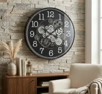 Reloj Importado De Pared Grande Decoración Living Comedor Negro
