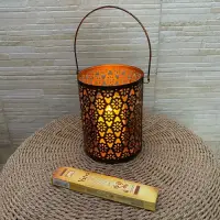 Portavela Hindu Fanal Artesanal Importado India Cogante Piso Oxido