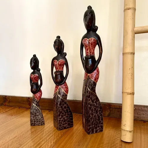 Flia Mulata África X 3 En Madera Teca De Indonesia Artesanal Modelo 1