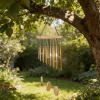 Llamadores De Ángeles Tubos Dorados Y Madera Decoración Marrón Claro