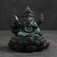 Cascada Humo Ganesha Loto 11 Cm Importado  Conos De Regalo Gris Oscuro Liso