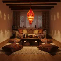 Lampara Pantalla De India De 4 Pisos En Tela Importada Hindu