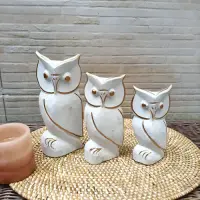 Lechuzas Buhos Madera Oriente Tallado Artesanal Oferta India