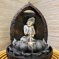 Fuente Buda 30 Cm Cascada Agua Sonido Zen Luz Led Importada  Plateado