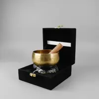 Cuenco Tibetano 7 Metales Con Accesorios Importado Pushkar Dorado
