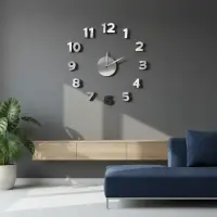 Reloj Analogico Adhesivo Plateado De Pared Pushkar Plateado