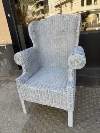 Sillon Artesanal Bergere Pintado Kraft/madera Pushkar Tienda Gris