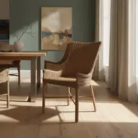 Silla Tejida En Fibra Natural Y Caña Sillon Artesanal Kraft Marrón Claro