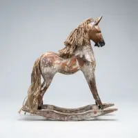 Caballo Artesanal Mecedor Importado Madera Oriente Indonesia Marrón Claro