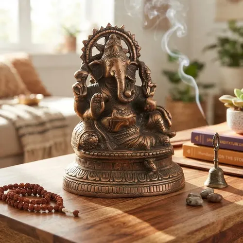 Estatuilla De Ganesha 30cm D Alto Bañada En Bronce Importada Modelo 2
