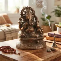 Estatuilla De Ganesha 30cm D Alto Bañada En Bronce Importada Modelo 2