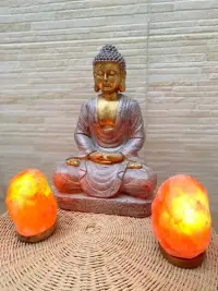 Estatuillas De Buda Meditando De 40 Cm Importado De Oriente Gris Patinado