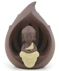 Cascada Humo Porta Conos  Niño Buda  17 Cm Con Led Importado