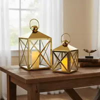 Set X 2 Fanales Dorados 50 Y 30 Cm Importados Faroles India Dorado