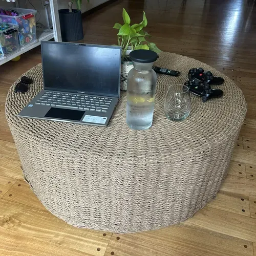 Mesa Nórdica De Apoyo Ratona Arrimo Grande De Fibra Natural Marrón