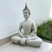 Estatua Buda Loto Resina Apto Exterior Ideal Jardín Blanco