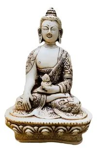 Buda 27 Cm En Resina De India Estatuilla Importada Artesanal Blanco