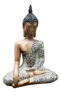 Imagen Estatuilla Buda Resina Manto Con Hojas Importado  Marrón Claro
