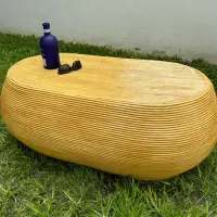 Mesa Importada De Resina Símil Ratán Apto Exterior 120 Cm  Marrón Claro