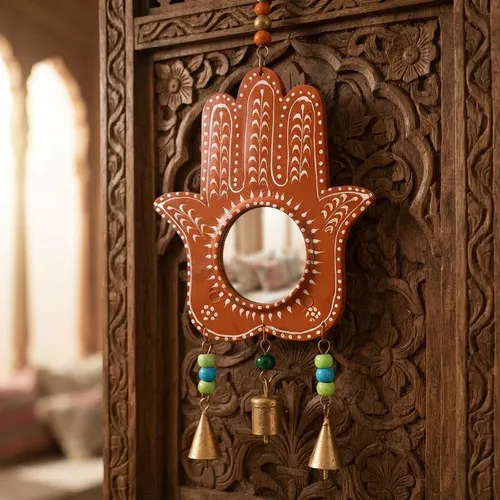 Mano Fatima De Metal De India Móvil Decorativo Hindú Campana