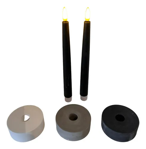 Juego X3 Portas Velas De Concreto Importadas Decorativo Gris/blanco/negro