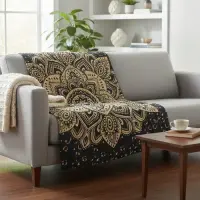 Manta Cubrecama De Algodón Hindu 2y1/2p Mandala Cubresillon