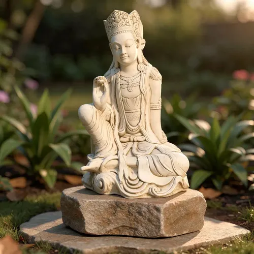 Estatua Diosa Hindu Resina Apto Exterior Ideal Jardin 62 Cm Blanco