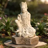 Estatua Diosa Hindu Resina Apto Exterior Ideal Jardin 62 Cm Blanco