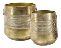 Set X 2 Maceteros De Metal Diseño Deco Oriente Importado Dorado Mix