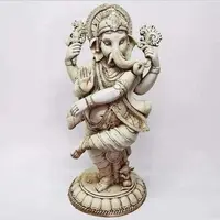 Estatua Ganesha Danzante De Jardin 60cm Resina Apto Exterior Blanco