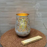 Fanal Hindu Porta Vela Metal Importado India Colgante O Pie Blanco Patinado