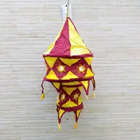 Lampara Pantalla De India De 2 Pisos En Tela Importada Hindu