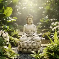 Estatuilla Buda Thai 52 Cm Resina Apto Exterior Ideal Jardin Blanco