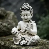 Estatua Buda Niño 65cm Resina Apto Exterior Ideal Jardin Blanco