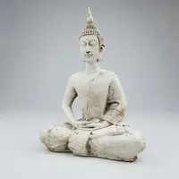 Estatua Buda Loto Resina Apto Exterior Ideal Jardín Blanco
