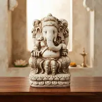 Estatua Diosa Ganesha De Jardín Resina Apto Exterior Blanco