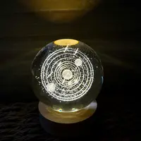Esfera De Cristal 3d Lampara Led Usb Luz De Noche 10 Cm