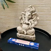 Estatuilla Resina Ganesha Traída De India Apto Exterior Blanco