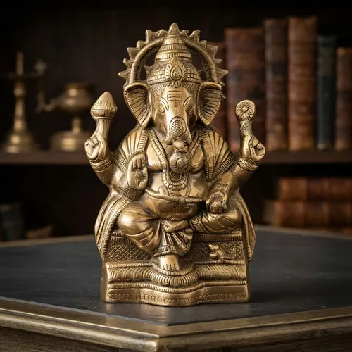 Estatuilla De Ganesha 30cm D Alto Bañada En Bronce Importada Modelo 1