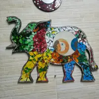 Colgante Espejo Decorativo Elefante Venecitas De Indonesia Multicolor
