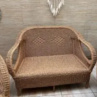 Juego Artesanal Sillones D Fibra Natural X4 Unidades Galería Marrón