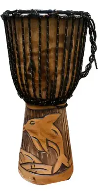 Djembe Instrumento Artesanal Tallado Indonesia Tambor 40cm Marrón