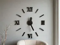 Reloj Analogico Adhesivo Negro De Pared Simil Madera Pushkar Negro