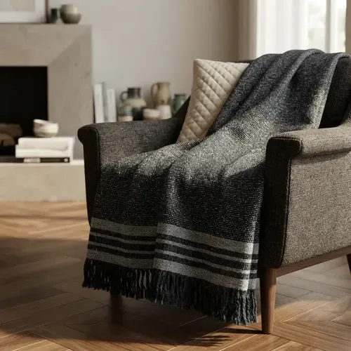 Manta Rustica Artesanal 230x240cm Hilado Fino Estilo Country