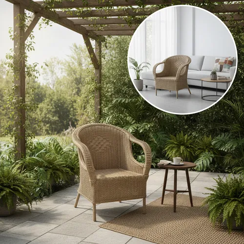 Juego 4 Sillones Jardin Artesanales Simples Pushkar Tienda Marrón Claro