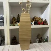 Jarrón Elipse Importado Bambu De India Artesanal Marrón Claro