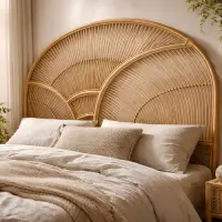 Respaldo Cabecera Cama Sommier Bamboo Decorativo Importado Marrón Claro