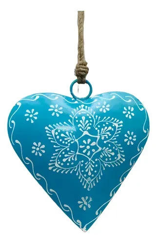 Movil Hindu Colgante Corazón Metal Importado Pintado A Mano Turquesa