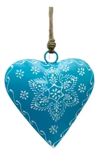 Movil Hindu Colgante Corazón Metal Importado Pintado A Mano Turquesa
